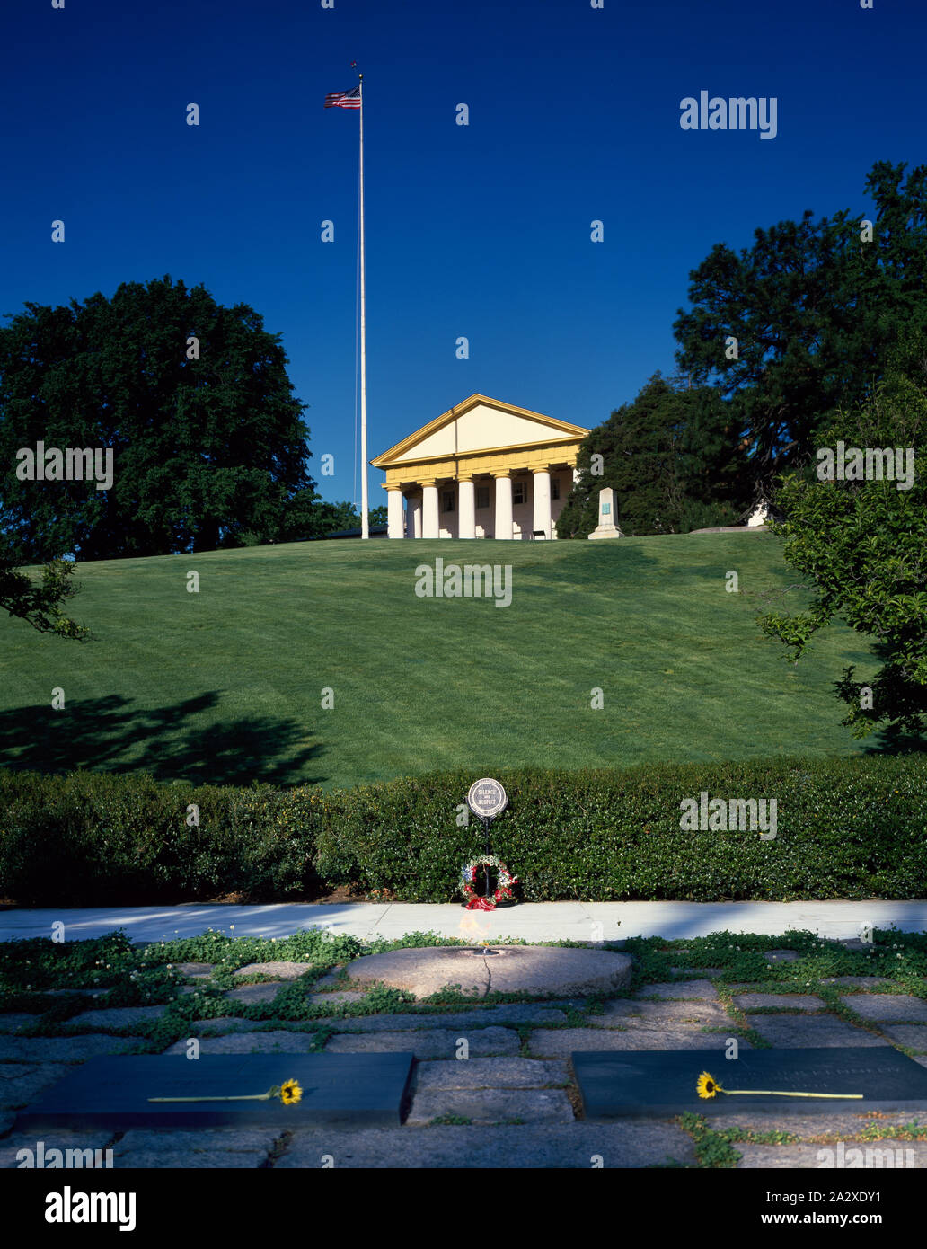 Robert E. Lee's Arlington House stands high above the Kennedy family