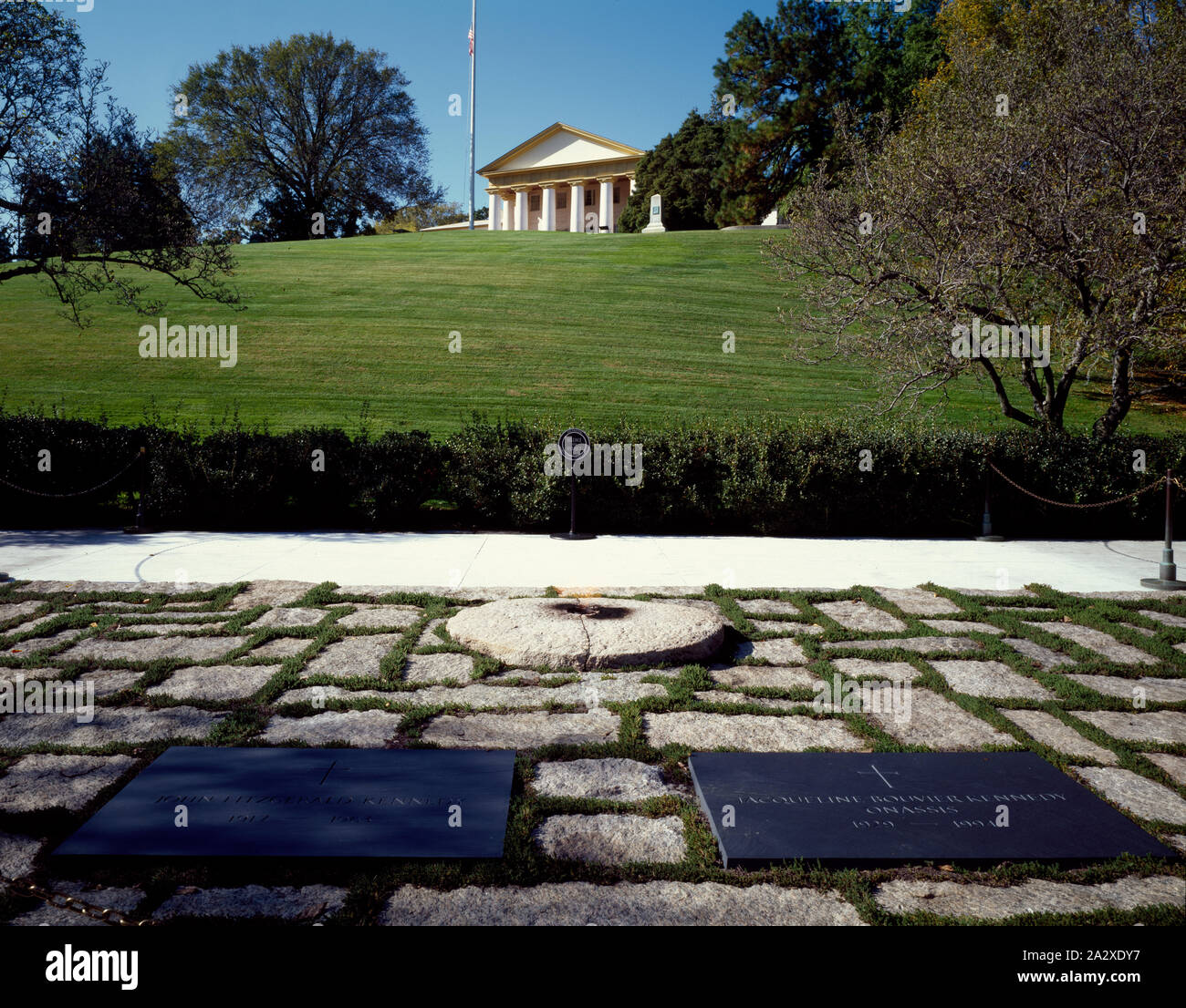 Robert E. Lee's onetime home, Arlington House, looms above the Kennedy ...