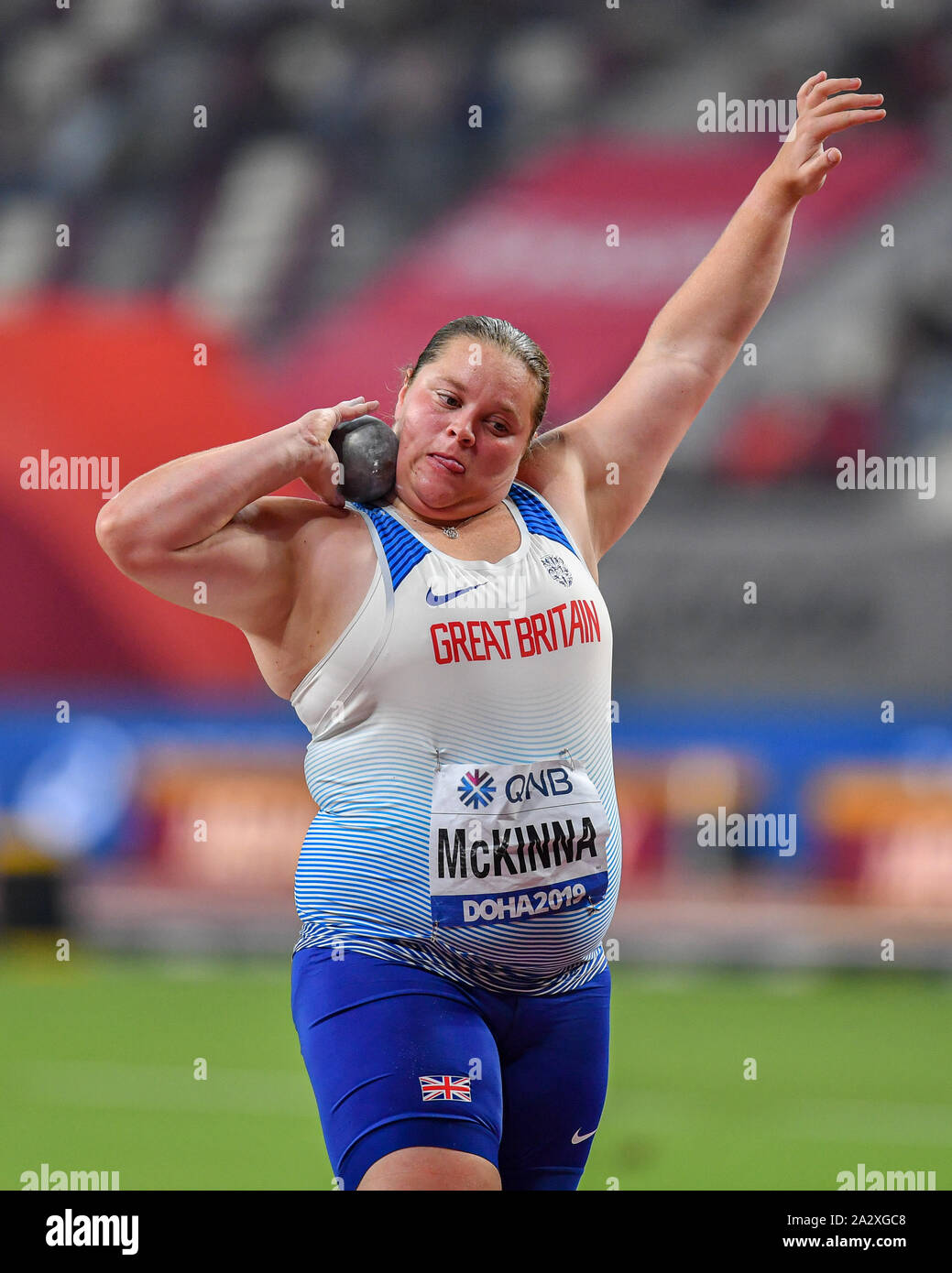 Sophie Mckinna Competes In The Womens Shot Put Final Hi Res Stock