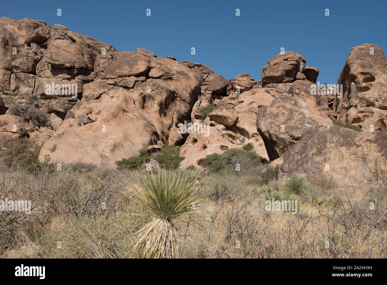 Rock formations in Hueco Tanks State Historic Site near El Paso in El