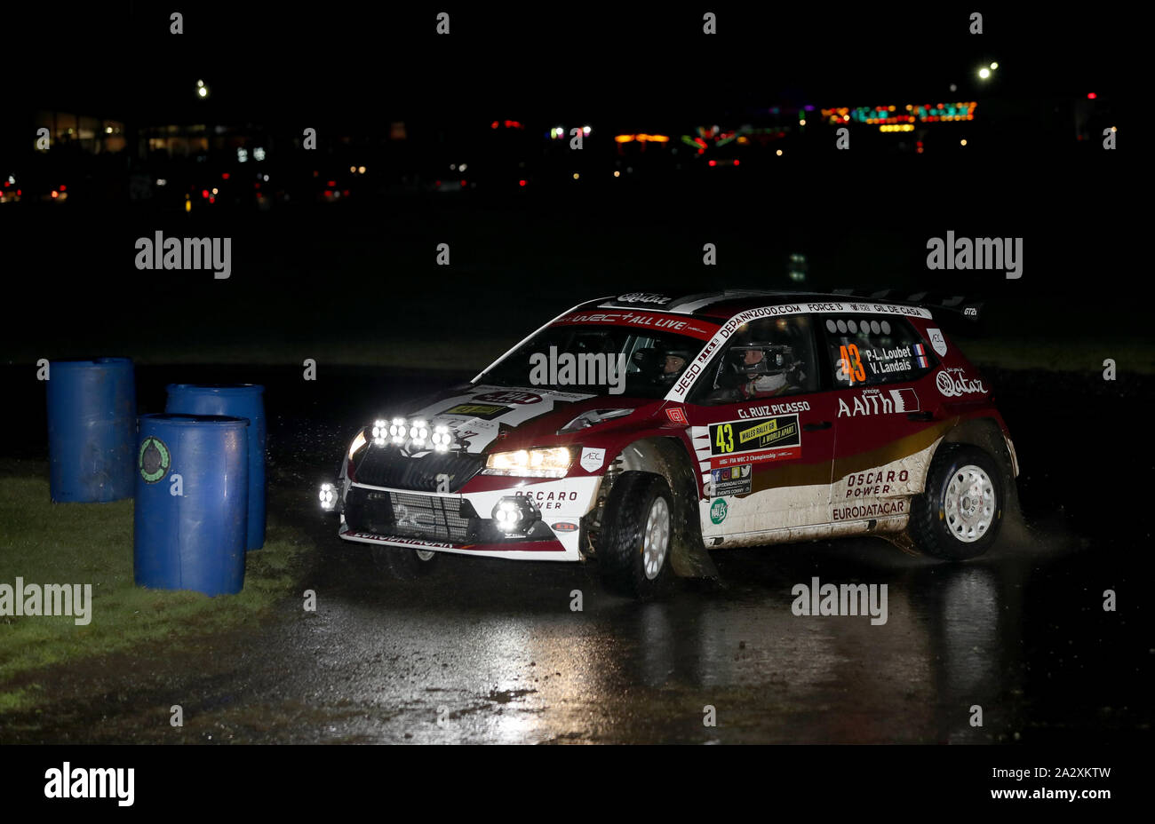 France's Pierre-Louis Loubet and Vincent Landais in a Skoda Fabia R5 during  day one of the Wales Rally GB at Oulton Park Circuit, Chester. PA Photo.  Picture date: Thursday October 3, 2019.