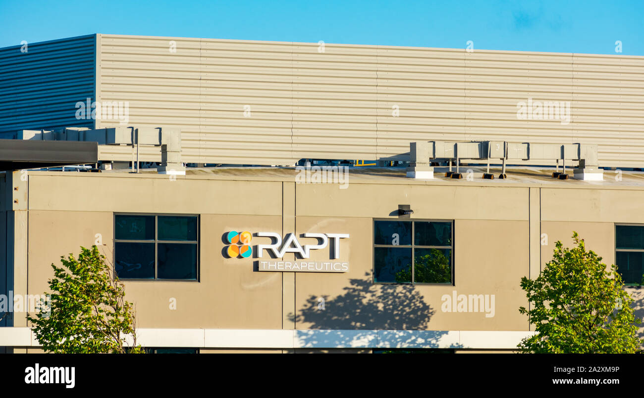 RAPT Therapeutics sign at biotechnology company headquarters in Silicon Valley Stock Photo