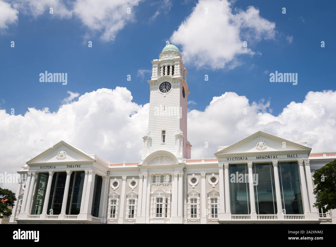 Singapore, 23 Feb 2016: Newly restored and renovated Victoria Concert Hall with iconic clock tower. Stock Photo