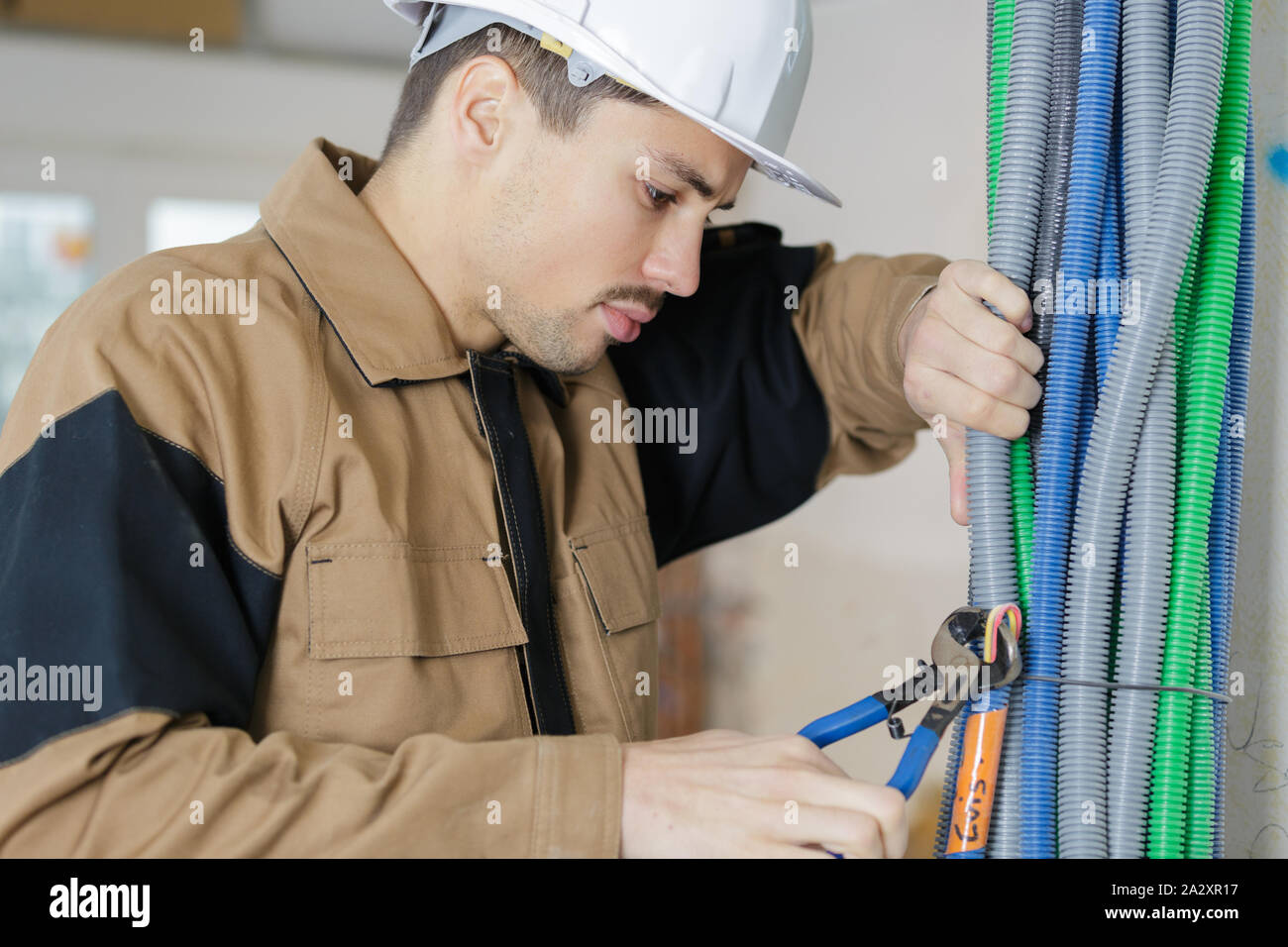 installing new water pipe system Stock Photo Alamy