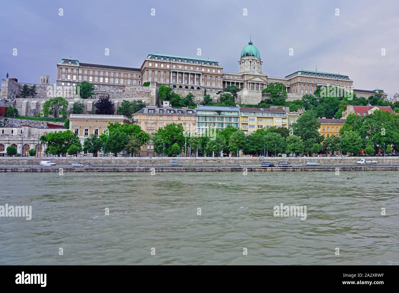 BUDAPEST, HUNGARY -28 MAY 2019- Sunset landscape view of the Buda ...