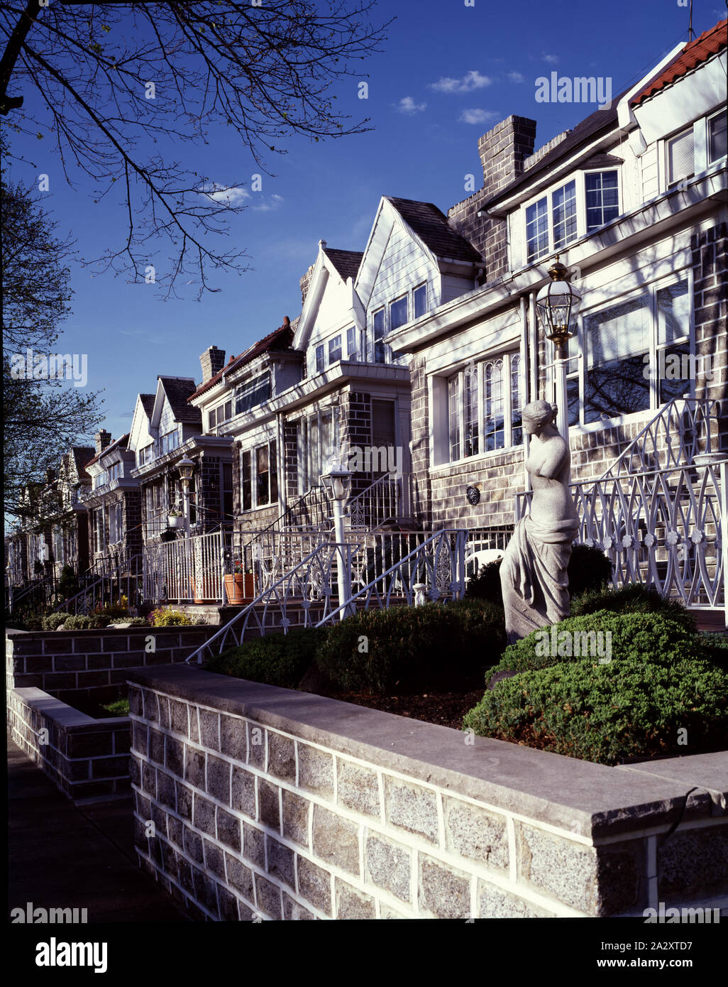 Row House Neighborhood In Northeast Philadelphia Pennsylvania Stock 