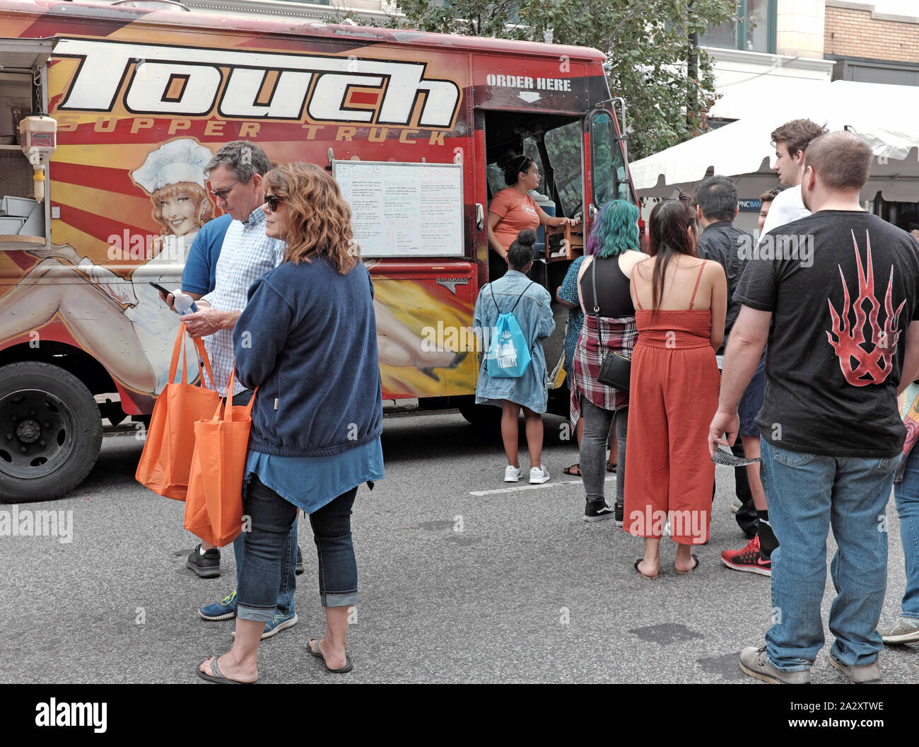 The Touch Supper Club food truck is open for business during the 2019 Ohio City Street festival in the Ohio City neighborhood of Cleveland, Ohio, USA. Stock Photo