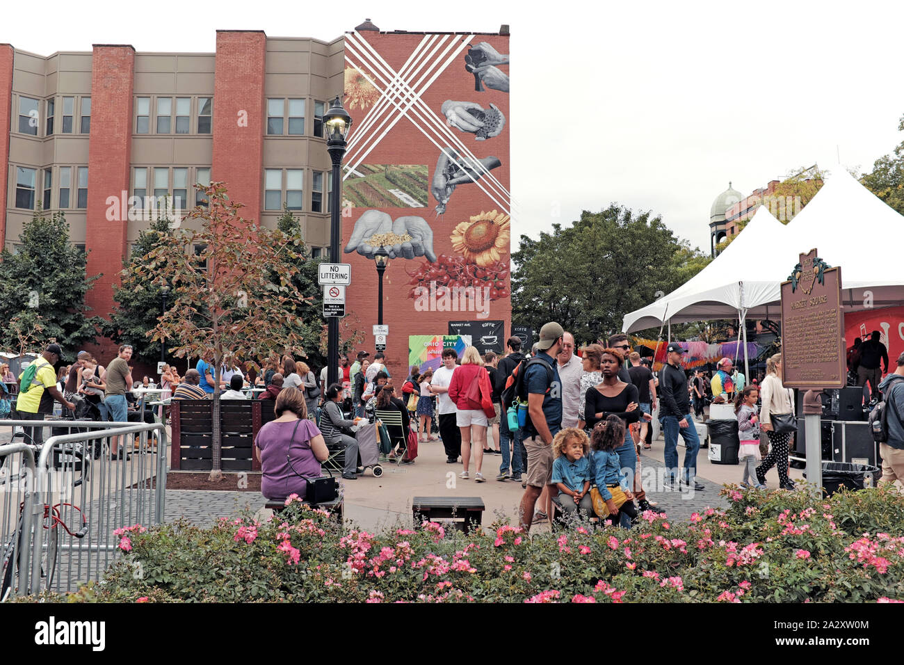 2019 Ohio City Street Festival in the trendy gentrifying neighborhood near downtown Cleveland, Ohio occurs in late September. Stock Photo