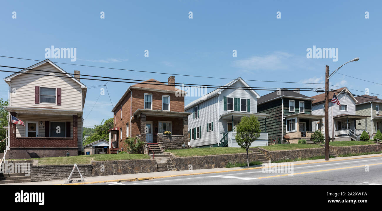 Row of twostory houses in Follansbee, West Virginia Stock Photo Alamy