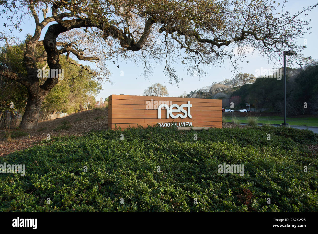 Palo Alto, California - Dec 10, 2018: The entrance sign at Nest Labs Headquarters. Stock Photo