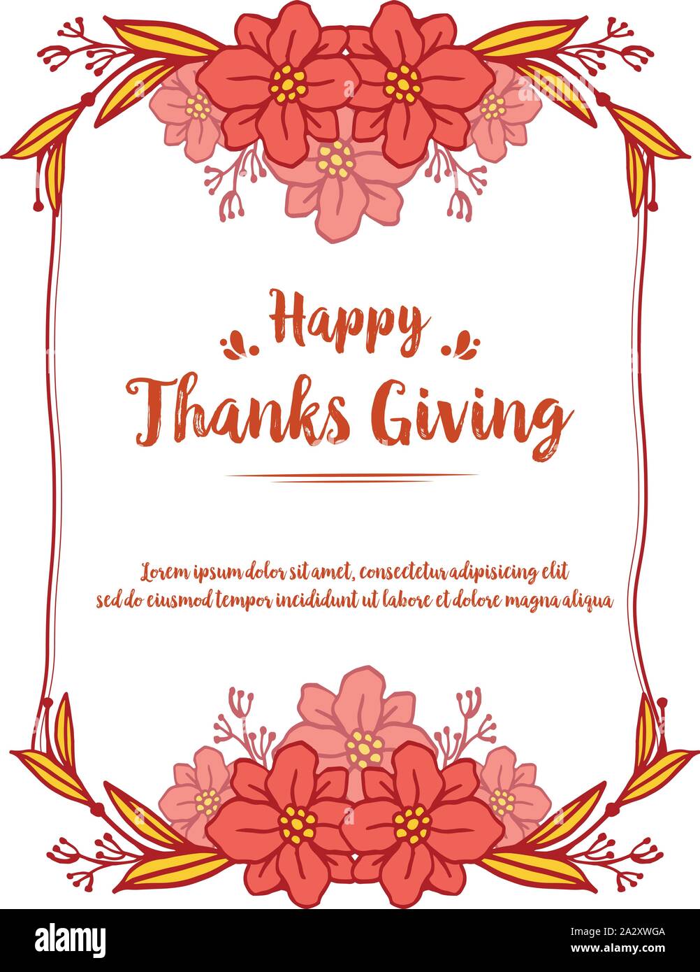 Card thanksgiving with decorative of leaf wreath frame. Vector Stock ...
