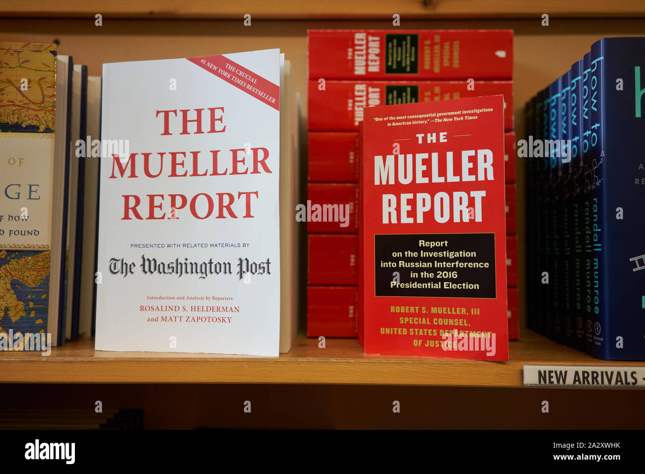 Portland, OR, USA - Sep 27, 2019: Robert Mueller's book 'The Mueller Report' displayed in Powell's Bookstore in Portland. Stock Photo