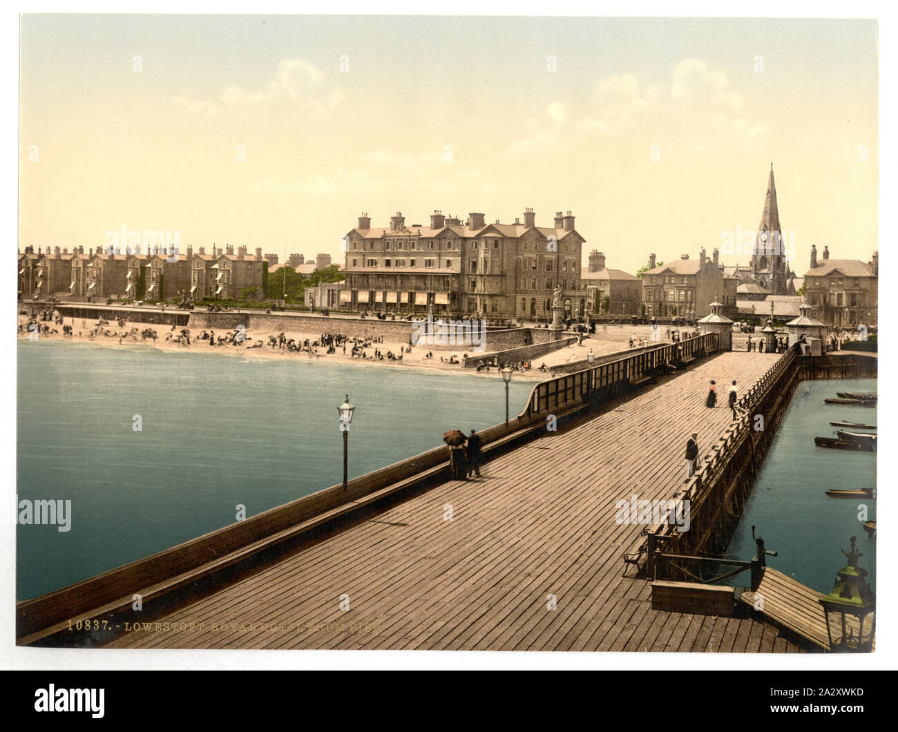 Royal Hotel from pier, Lowestoft, England; Forms part of: Views of the British Isles, in the Photochrom print collection.; Stock Photo