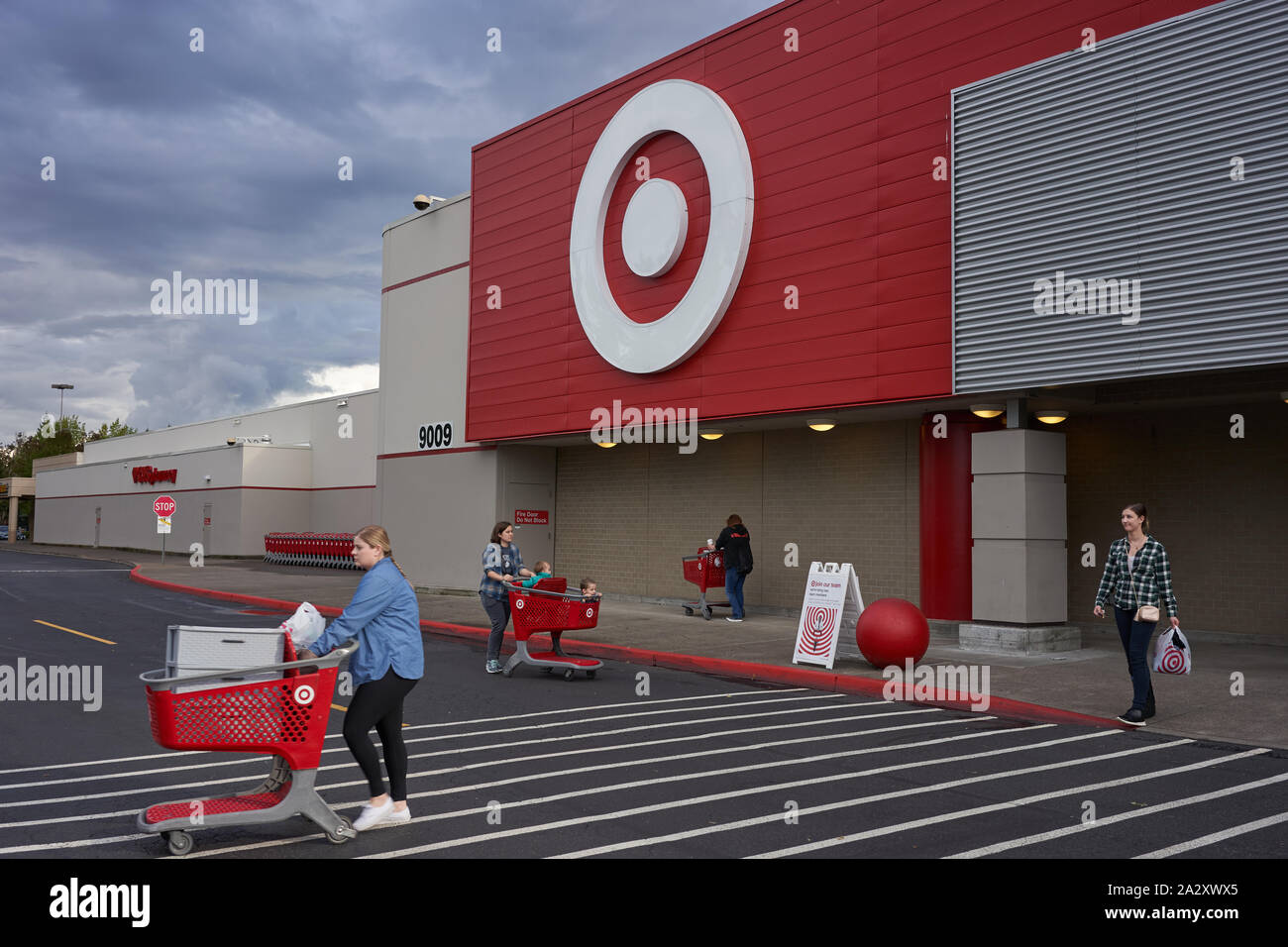 Customers outside a Target Store in Tigard, Oregon, seen on Wednesday, Sep 18, 2019. Stock Photo