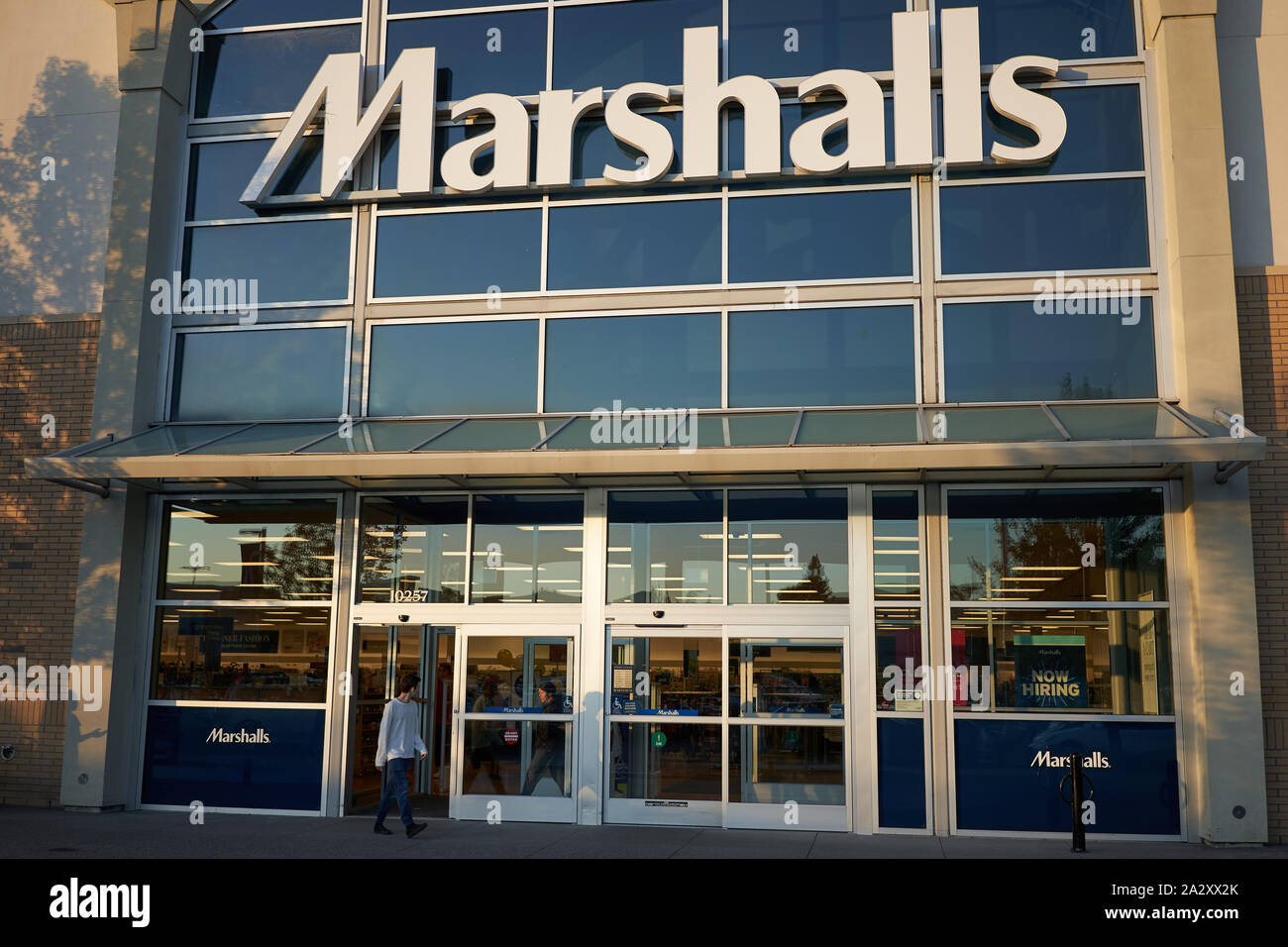 Marshalls Store in Portland's Cascade Station Shopping Center, seen at dusk on Saturday, Sep 21, 2019. Stock Photo