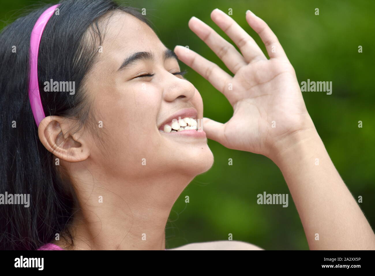 An A Teenager Girl And Laughter Stock Photo