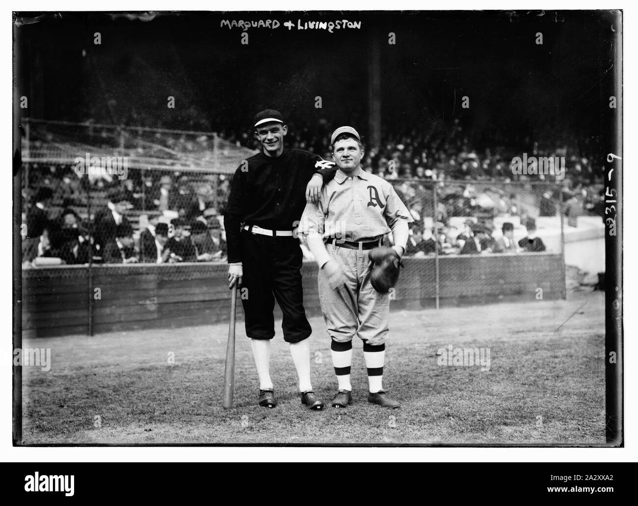 Rube Marquard, New York, NL & Paddy Livingston, Philadelphia, AL at World Series (baseball) Stock Photo