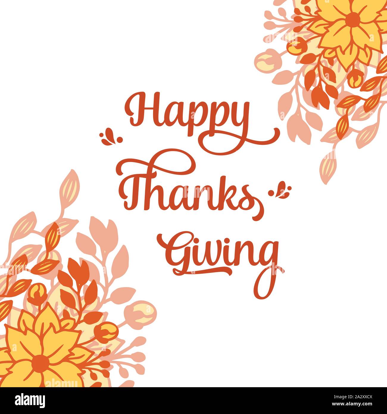 Lettering text of thanksgiving, with vintage autumn flower frame ...