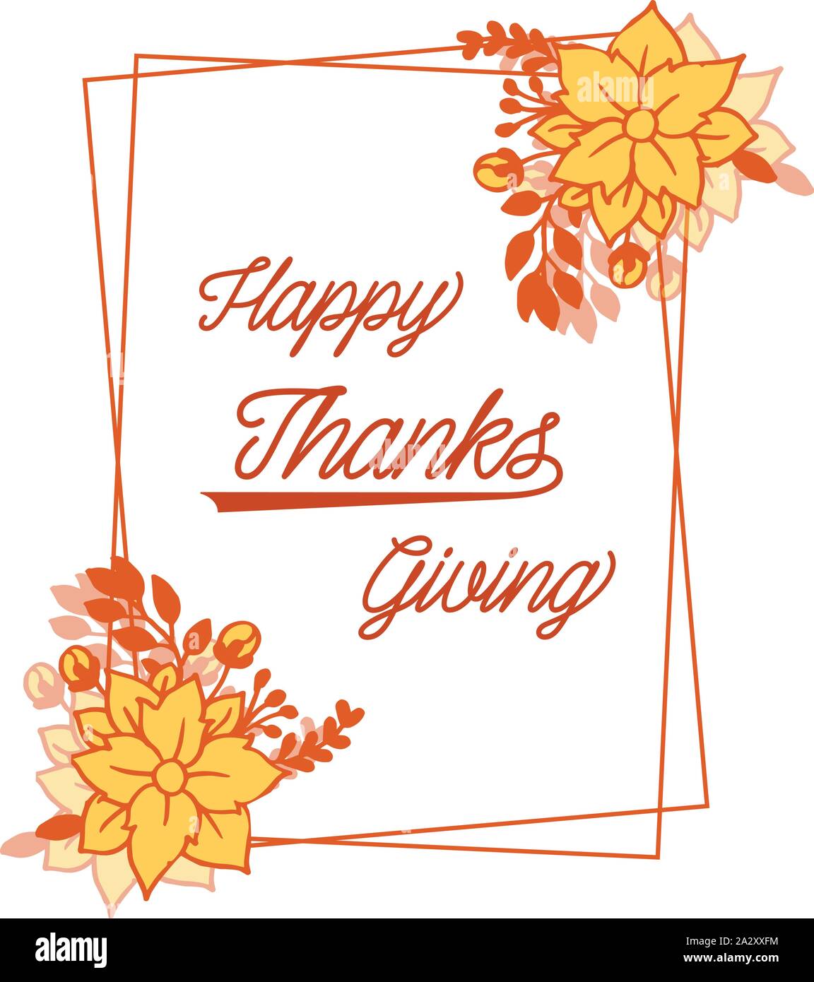 Lettering text of thanksgiving, with vintage autumn flower frame ...