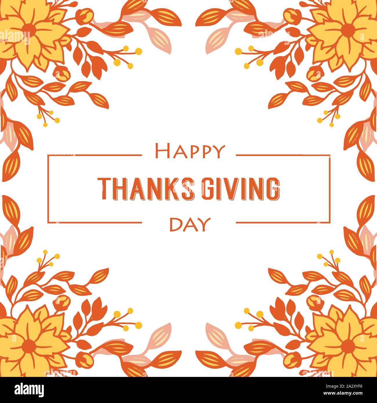 Poster or banner thanksgiving, with bright autumn leaf flower frame ...