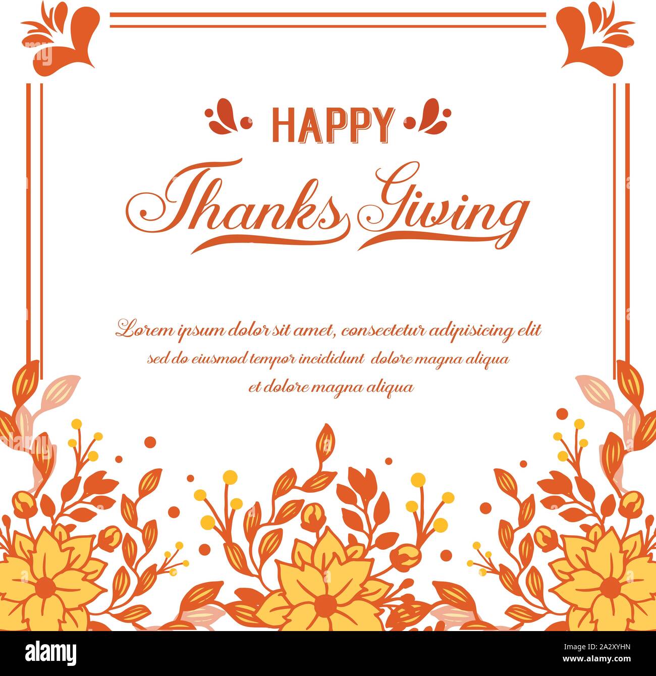 Design of card thanksgiving, with autumn leaves flower frame background ...