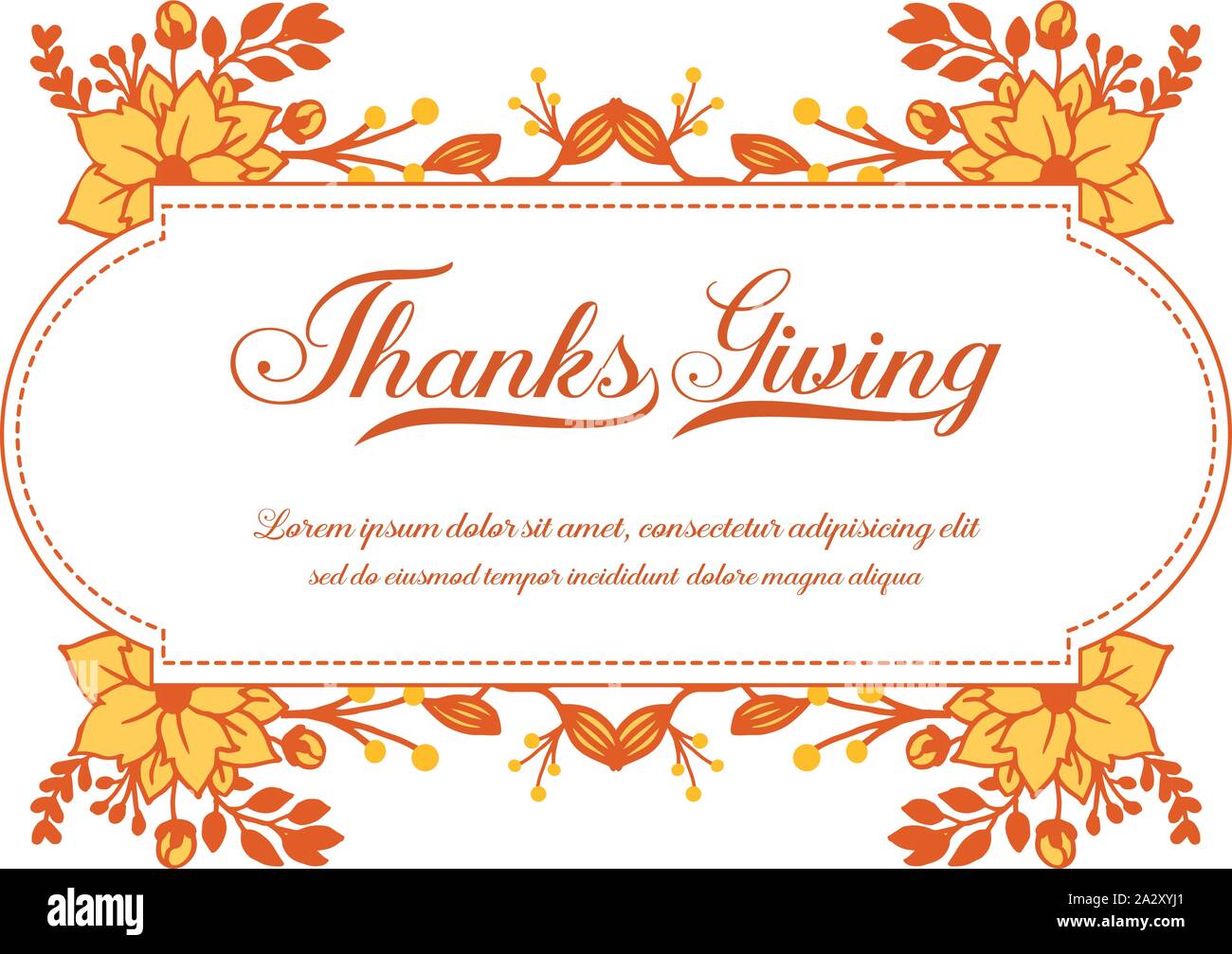 Design of card thanksgiving, with autumn leaves flower frame background ...