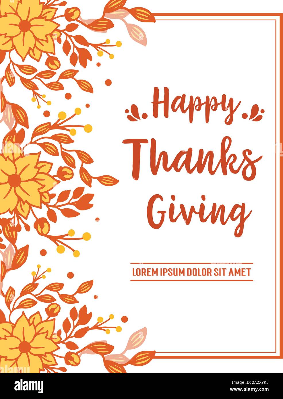 Poster or banner thanksgiving, with bright autumn leaf flower frame ...