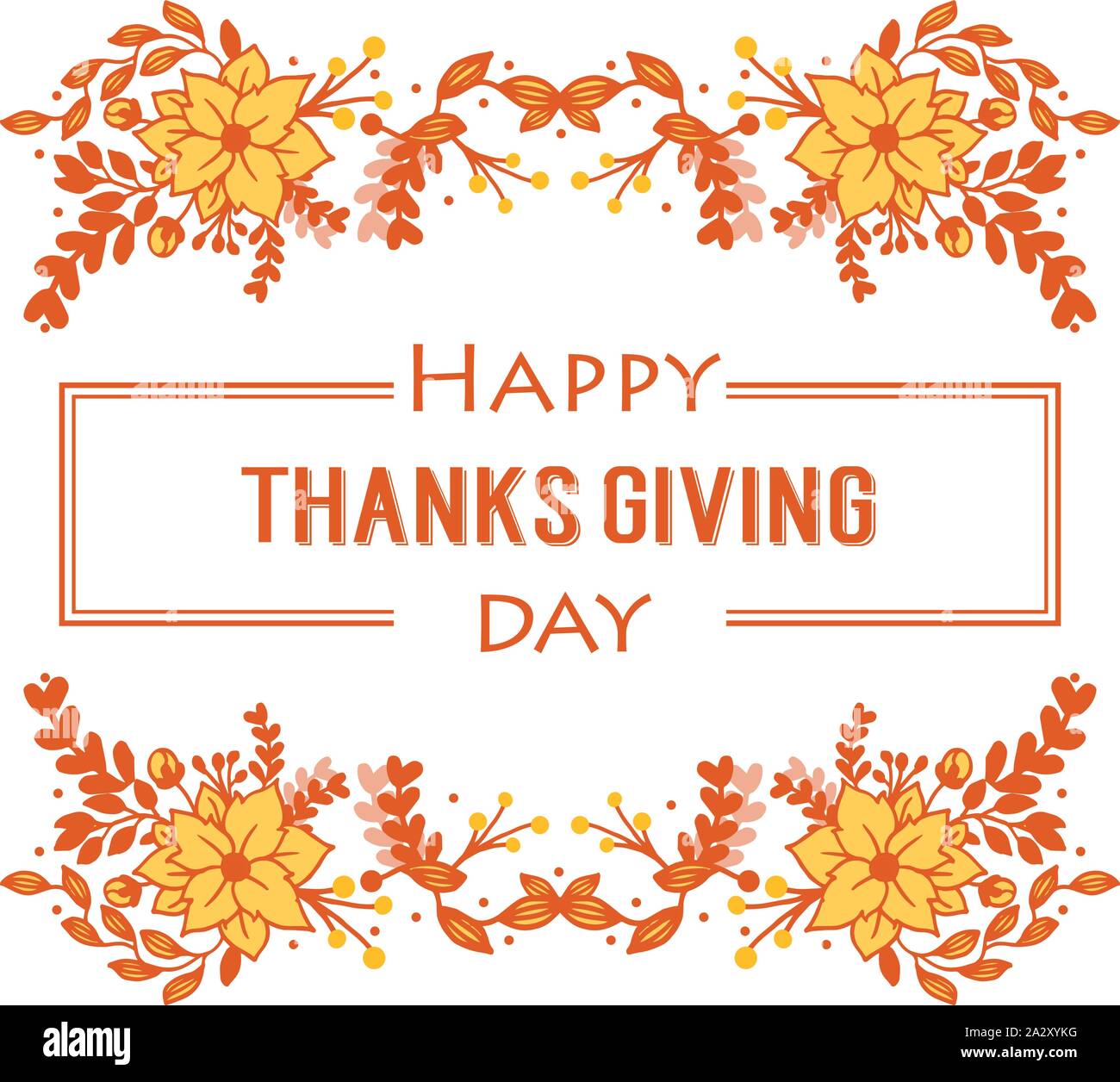 Design of card thanksgiving, with autumn leaves flower frame background ...