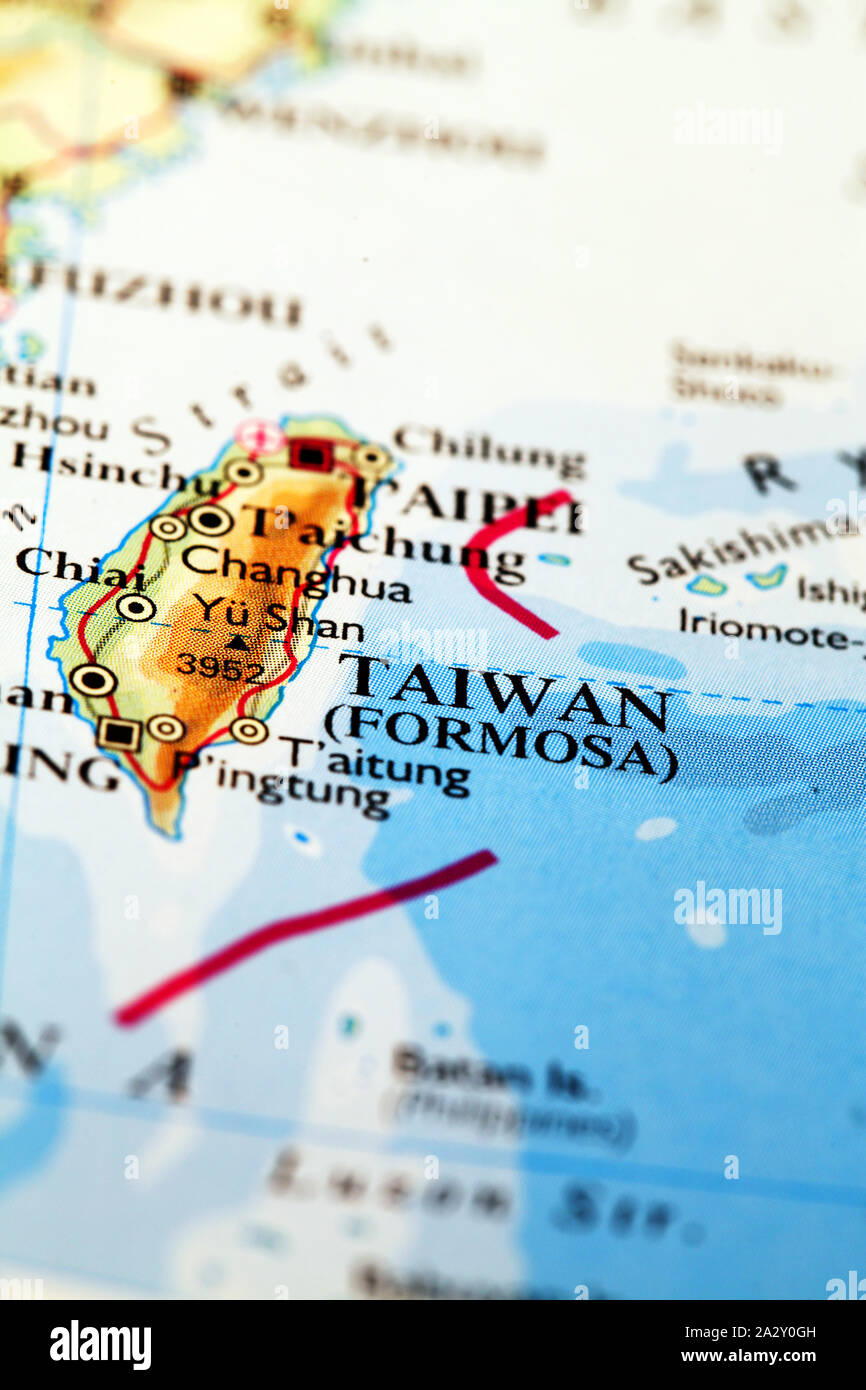 Taiwan On Atlas World Map Stock Photo Alamy Taiwan On Atlas World Map 2A2Y0GH
