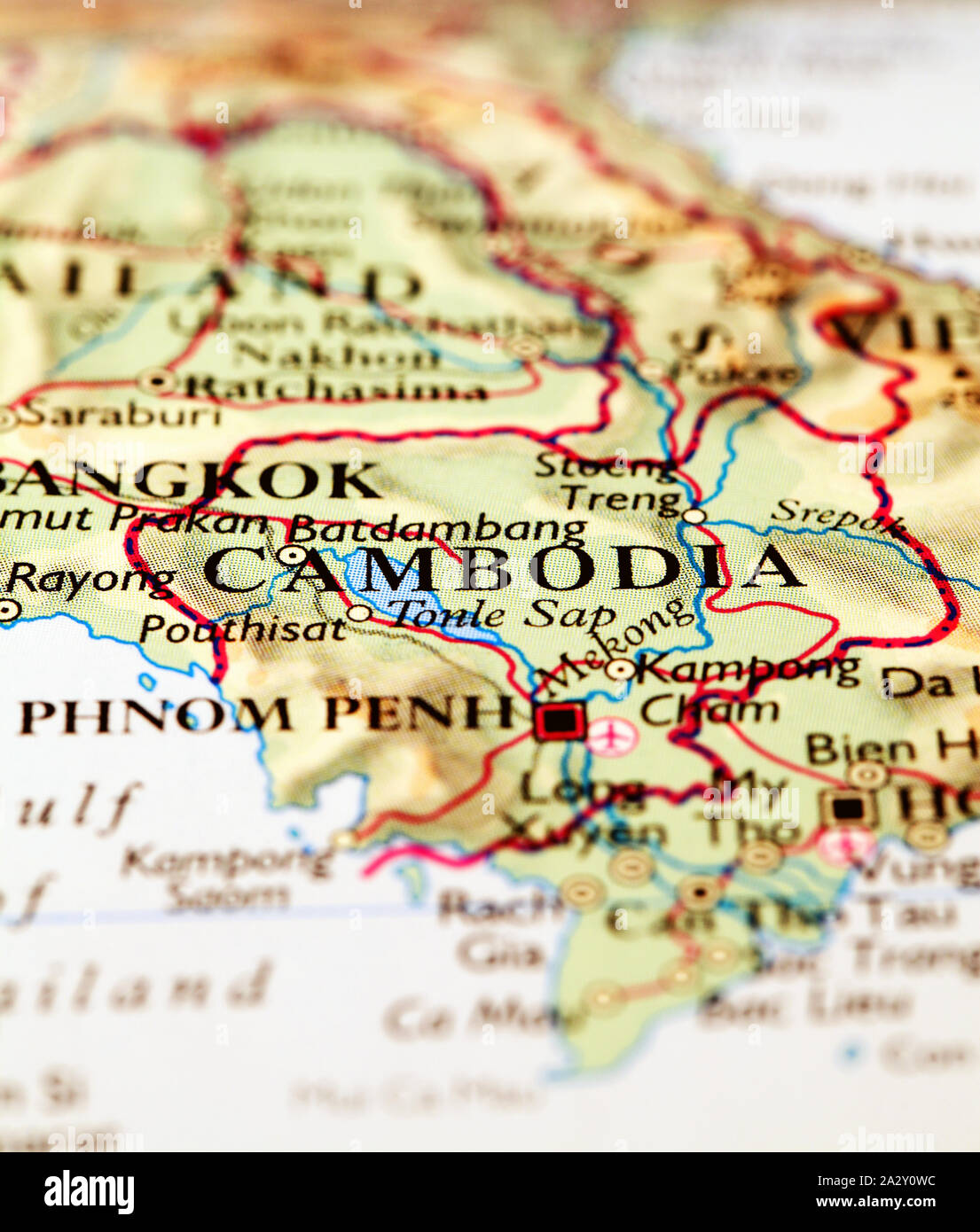 Cambodia On Atlas World Map Stock Photo Alamy Cambodia On Atlas World Map 2A2Y0WC 