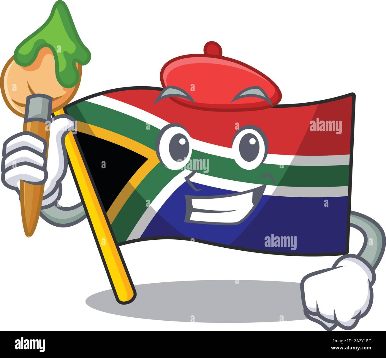 Artist flag south africa on a character Stock Vector