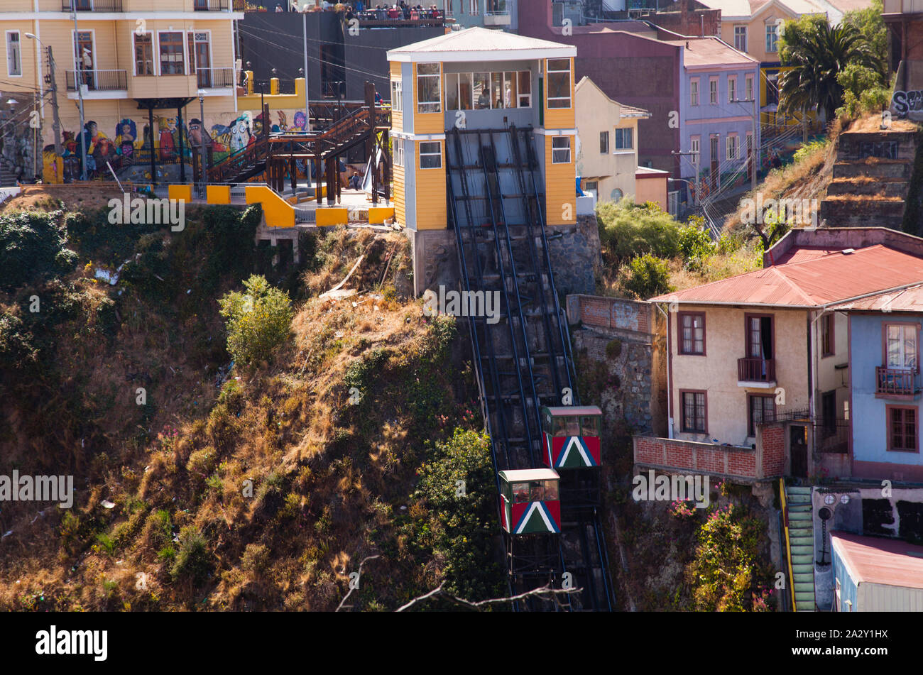 Funicular, Valparaiso, Chile Stock Photo