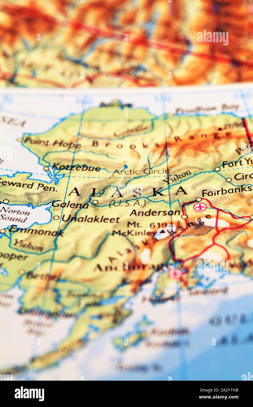 Alaska On Atlas World Map Stock Photo Alamy Alaska On Atlas World Map 2A2Y1NB