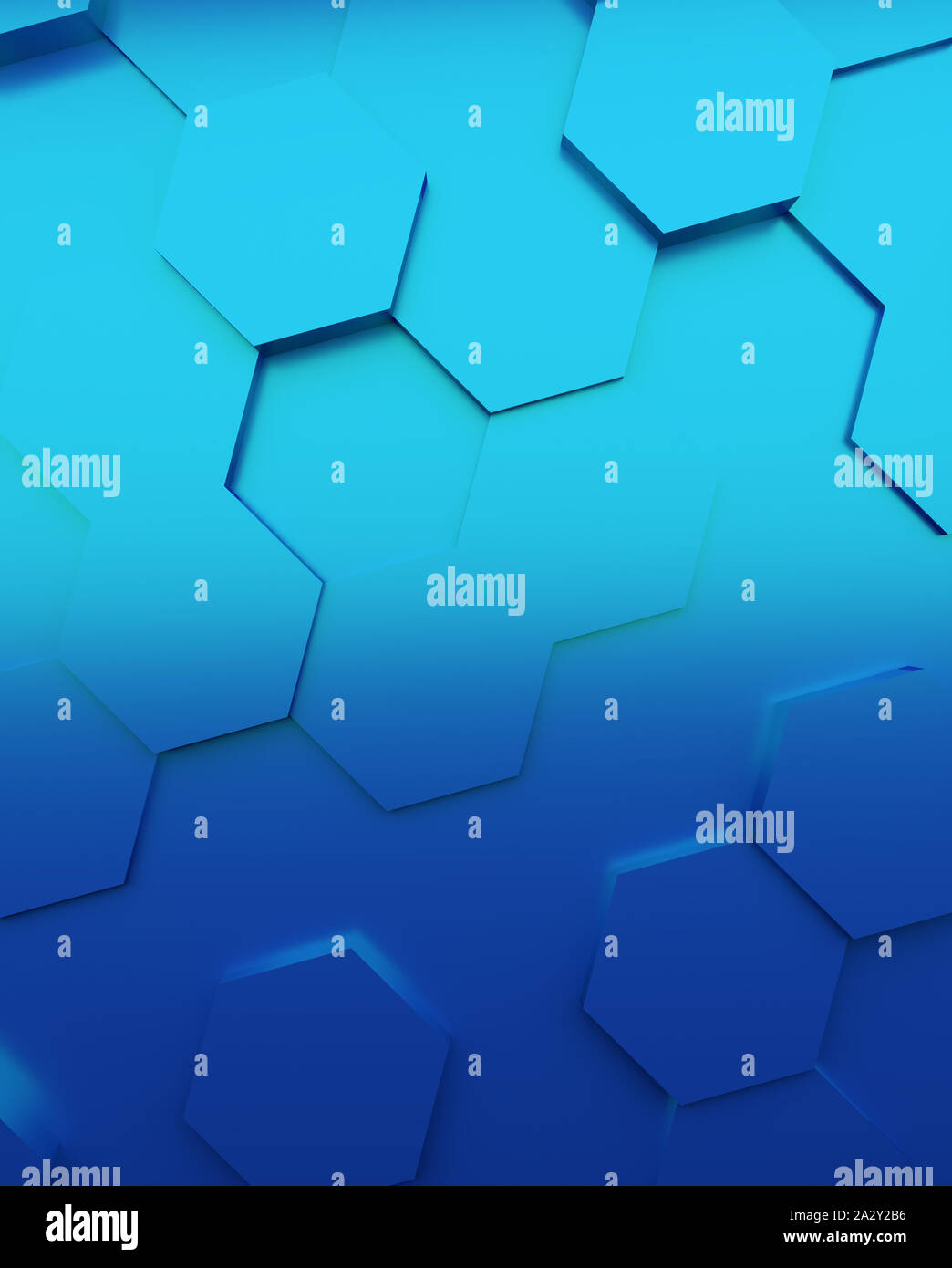 Abstract background with blue metallic hexagons , 3d rendering Stock Photo