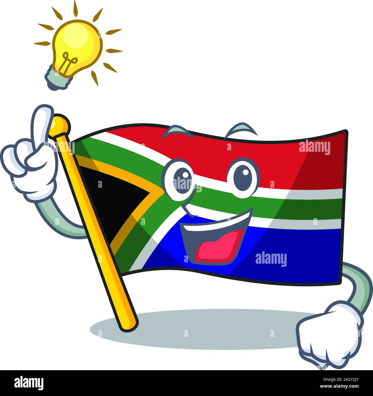 Have an idea south africa flag flies at cartoon pole Stock Vector