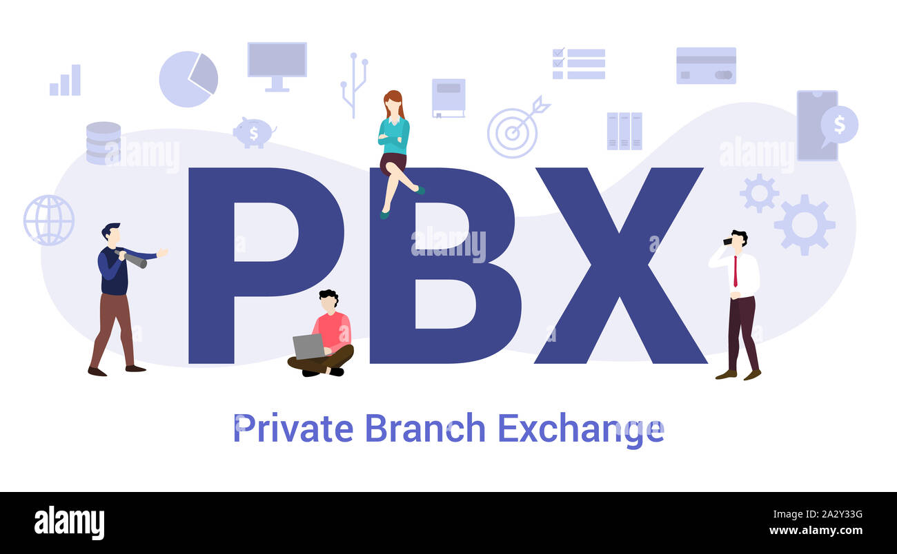 pbx private branch exchange concept with big word or text and team