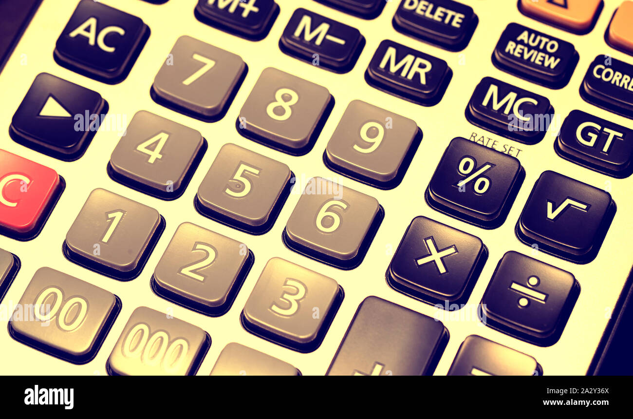 Close up of Calculator key pad buttons Stock Photo