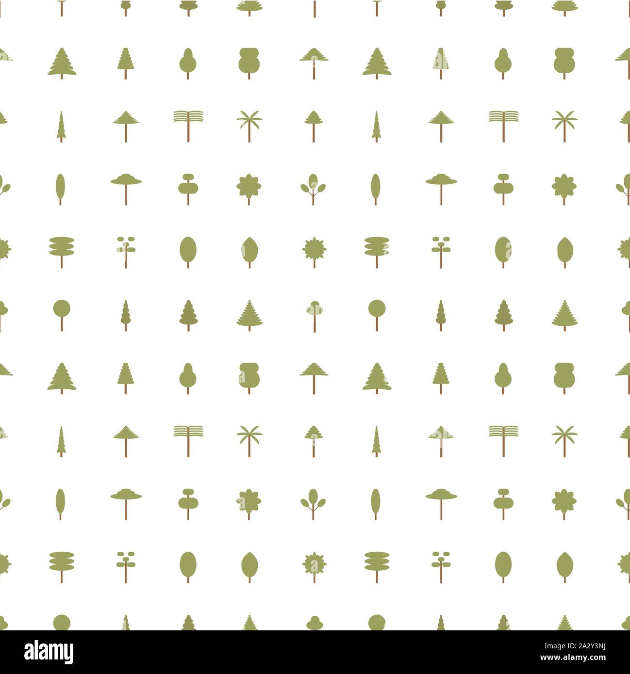Vector seamless pattern with trees icon elements. Stock Vector