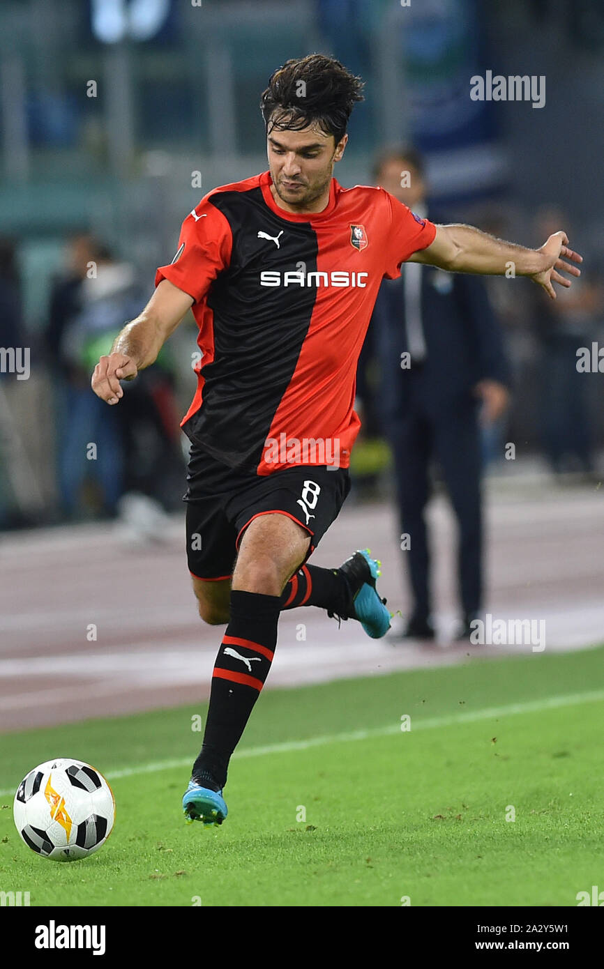 Rome, Italy. 04th Oct, 2019. Football Europa League second round match Lazio v Stade Rennais. Rome (Italy) October 3th, 2019 Clement Grenier Credit: Independent Photo Agency/Alamy Live News Stock Photo