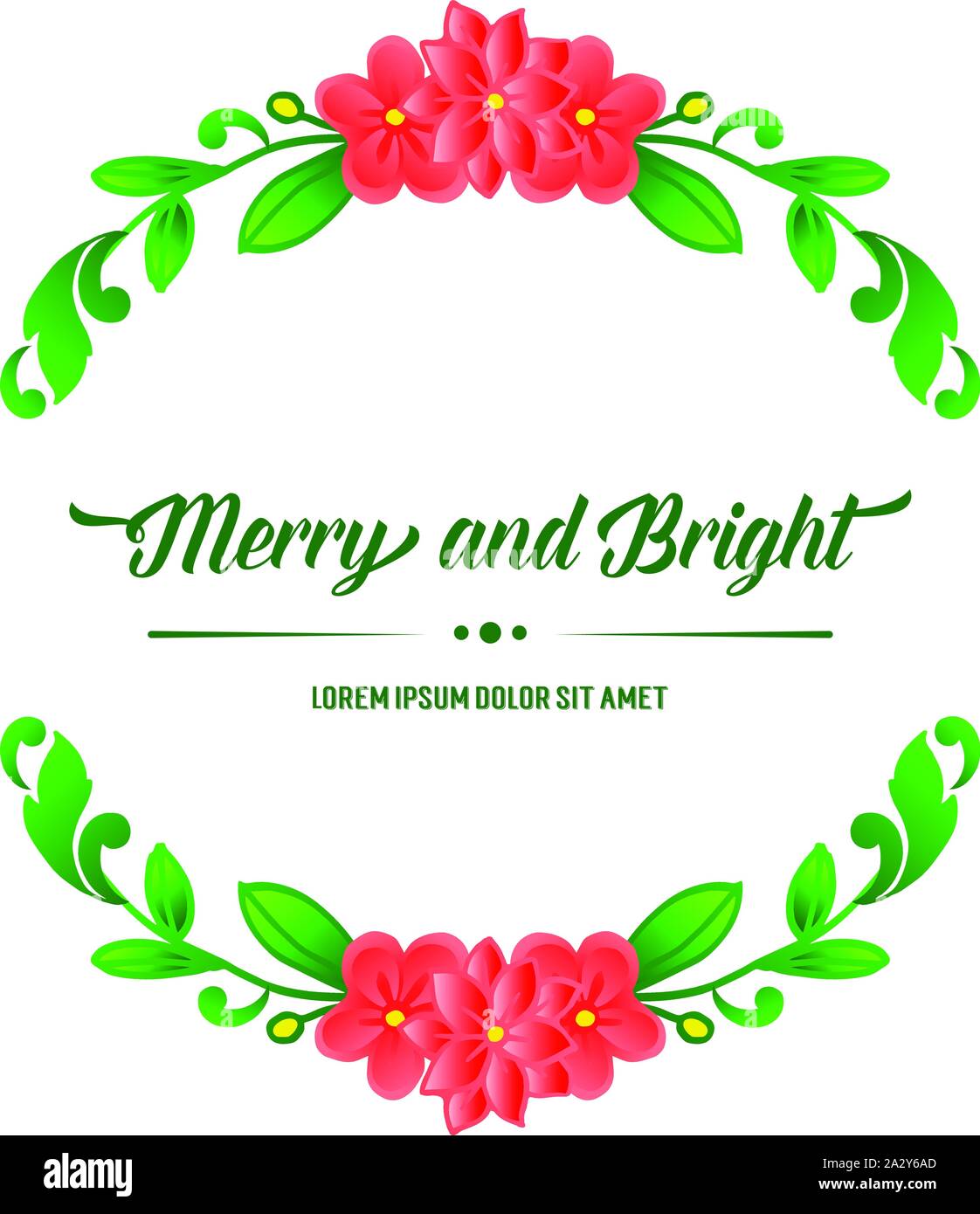 Style of cute orange flower frame, for poster merry and bright. Vector ...