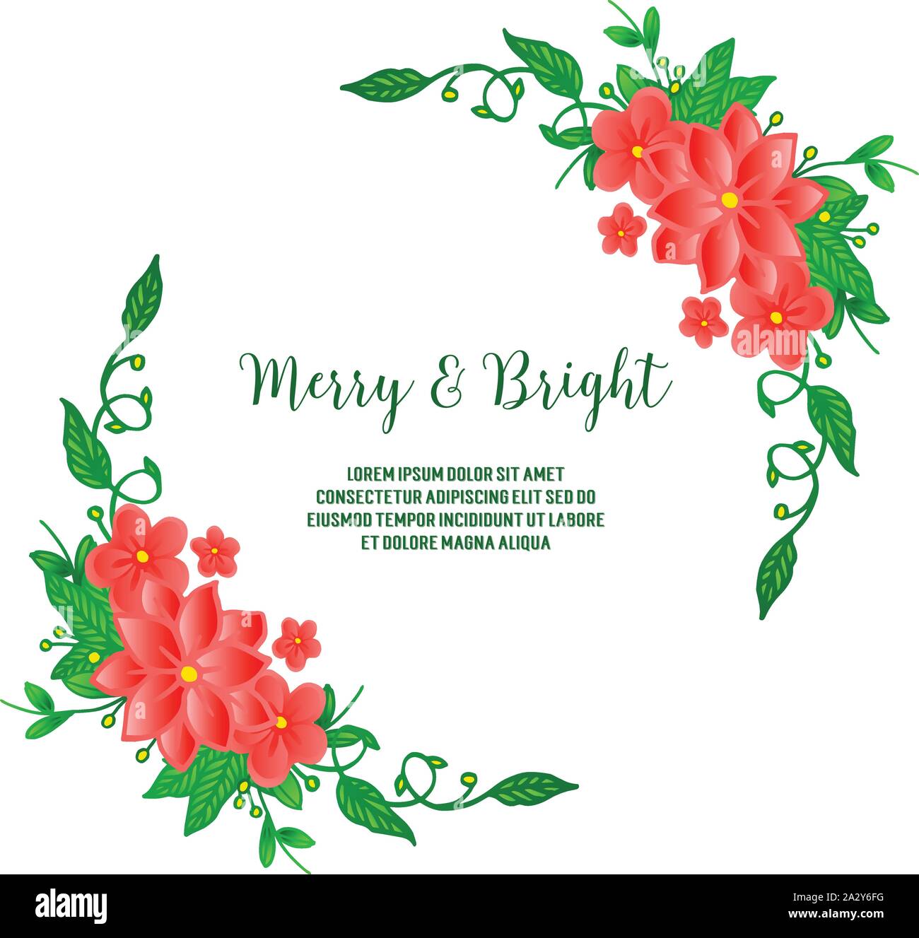 Style of cute orange flower frame, for poster merry and bright. Vector ...