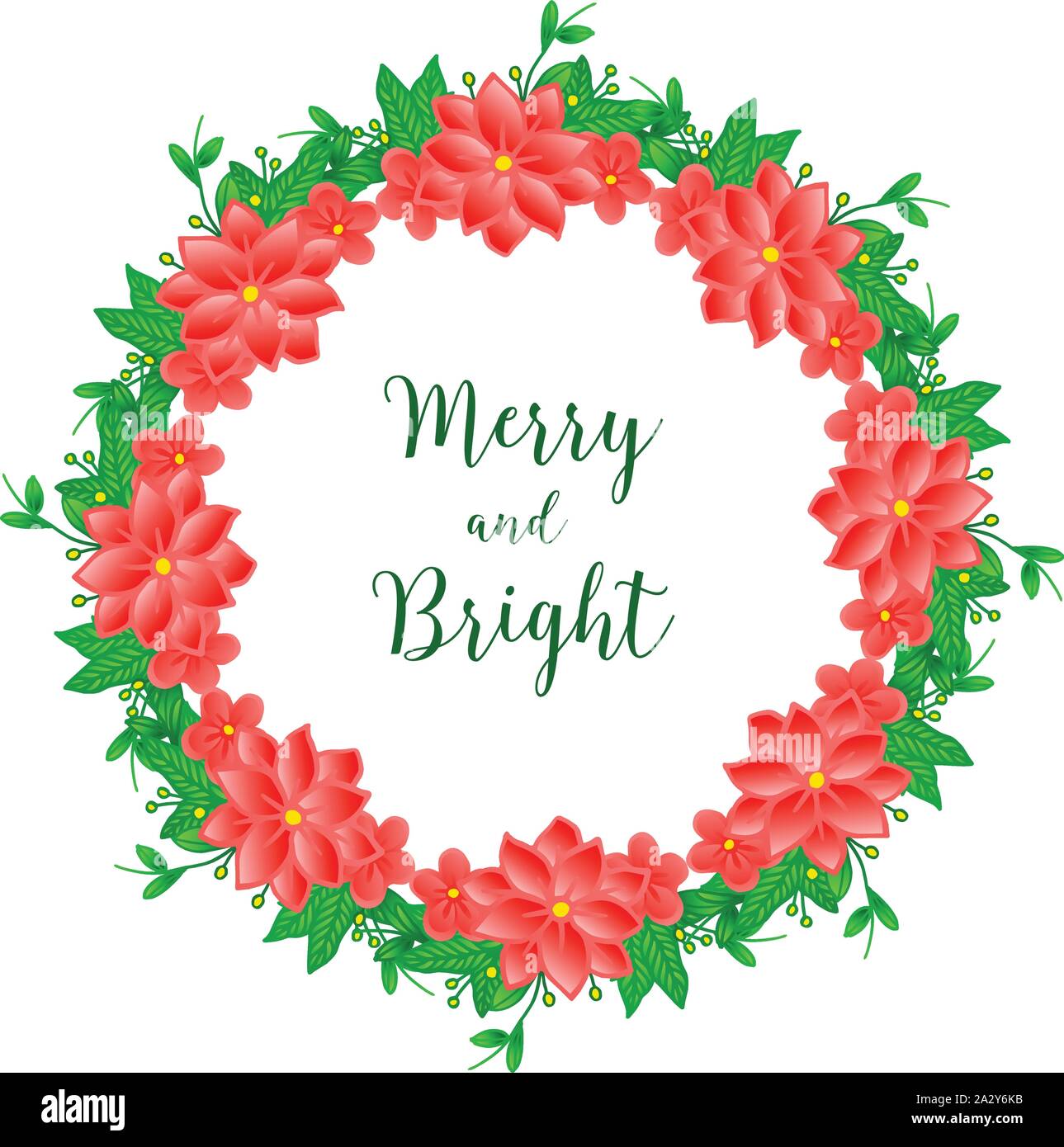 Style of cute orange flower frame, for poster merry and bright. Vector ...