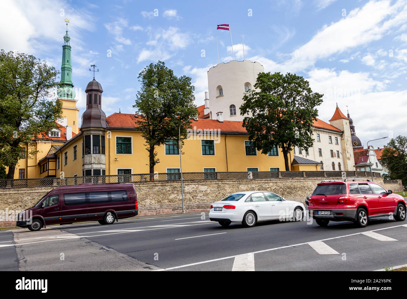 Riga Castle, Presidential residence taken from the November embankment, Riga Latvia, Stock Photo