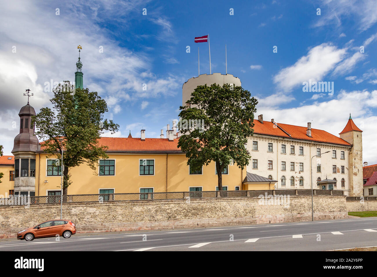 Riga Castle, Presidential residence taken from the November embankment, Riga Latvia, Stock Photo