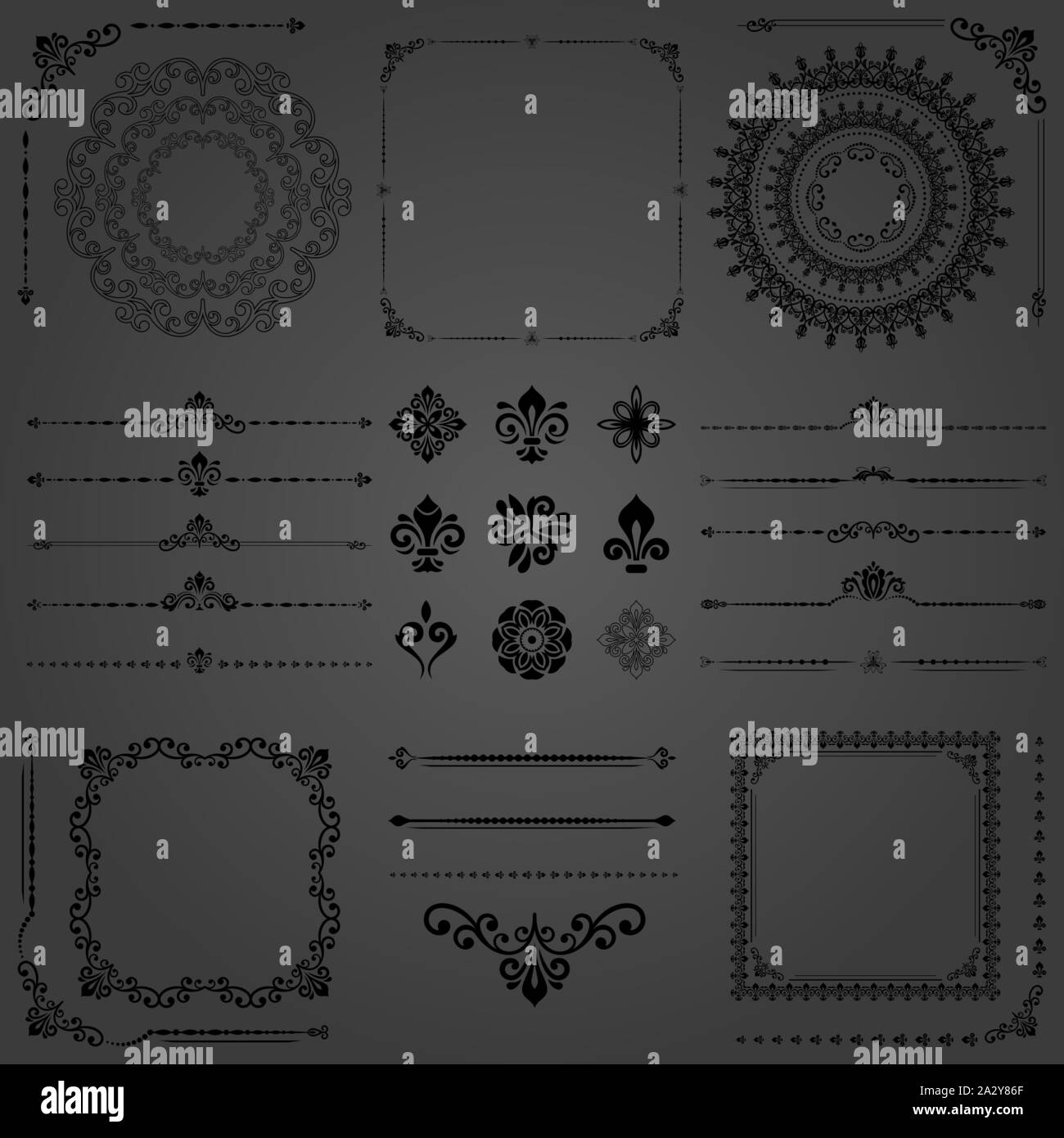 Vintage Set of Vector Horizontal, Square and Round Elements Stock ...