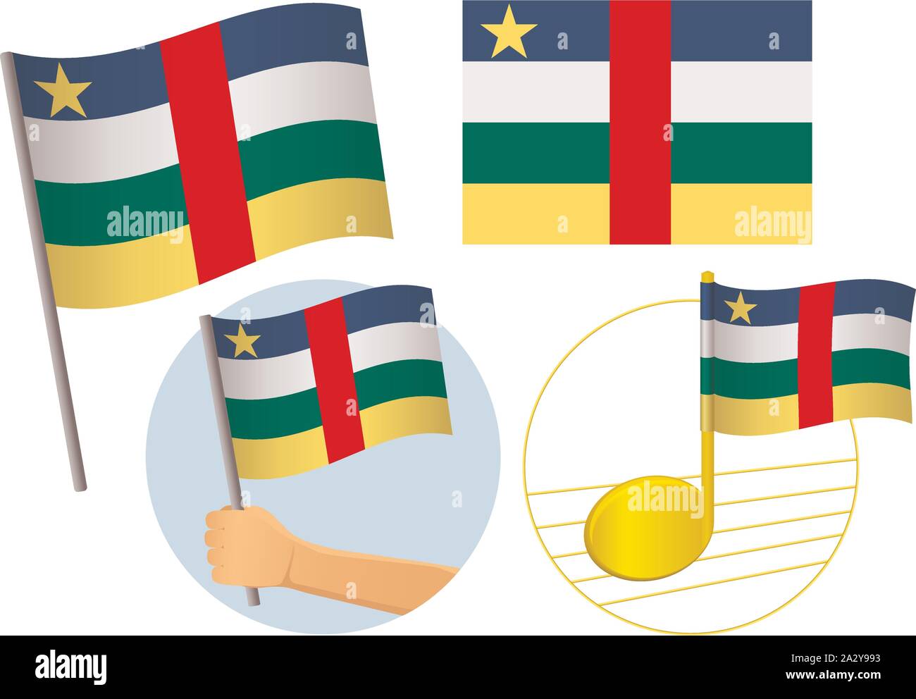 Central African Republic flag icon set. National flag of Central ...