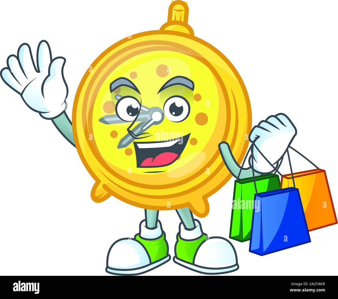 Shopping alarm clock cartoon character with mascot Stock Vector Image & Art Alamy