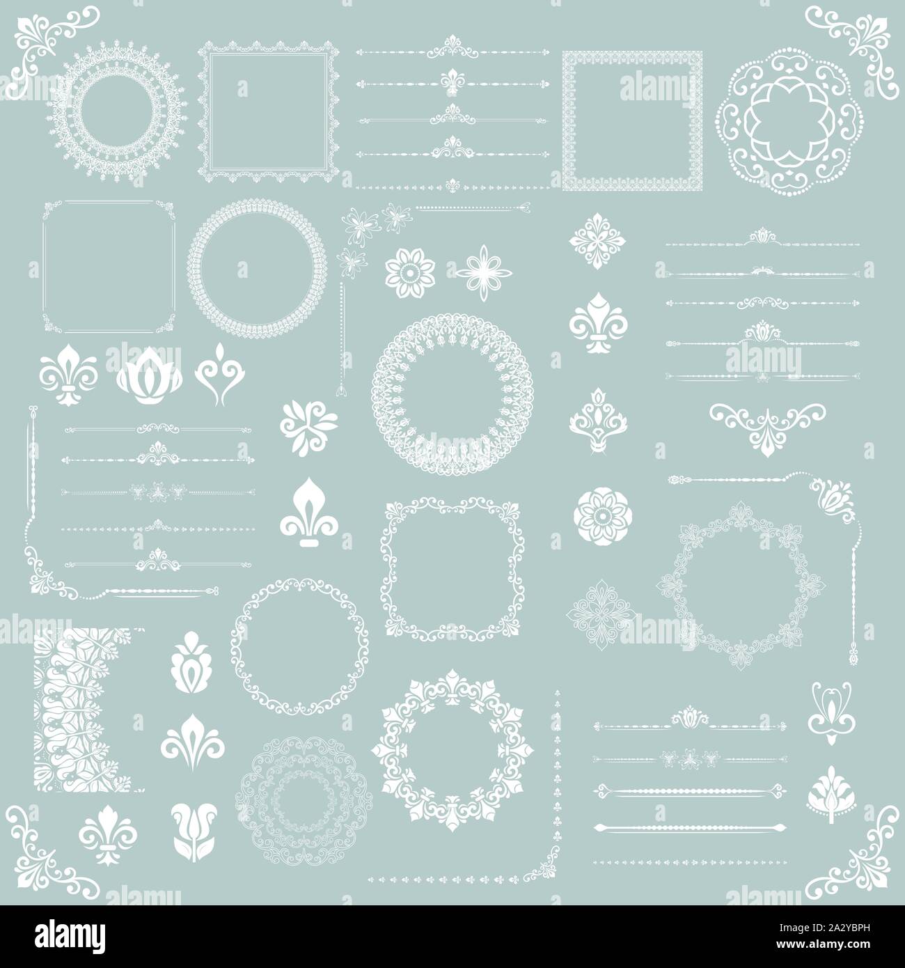 Vintage Set of Vector Horizontal, Square and Round Elements Stock ...