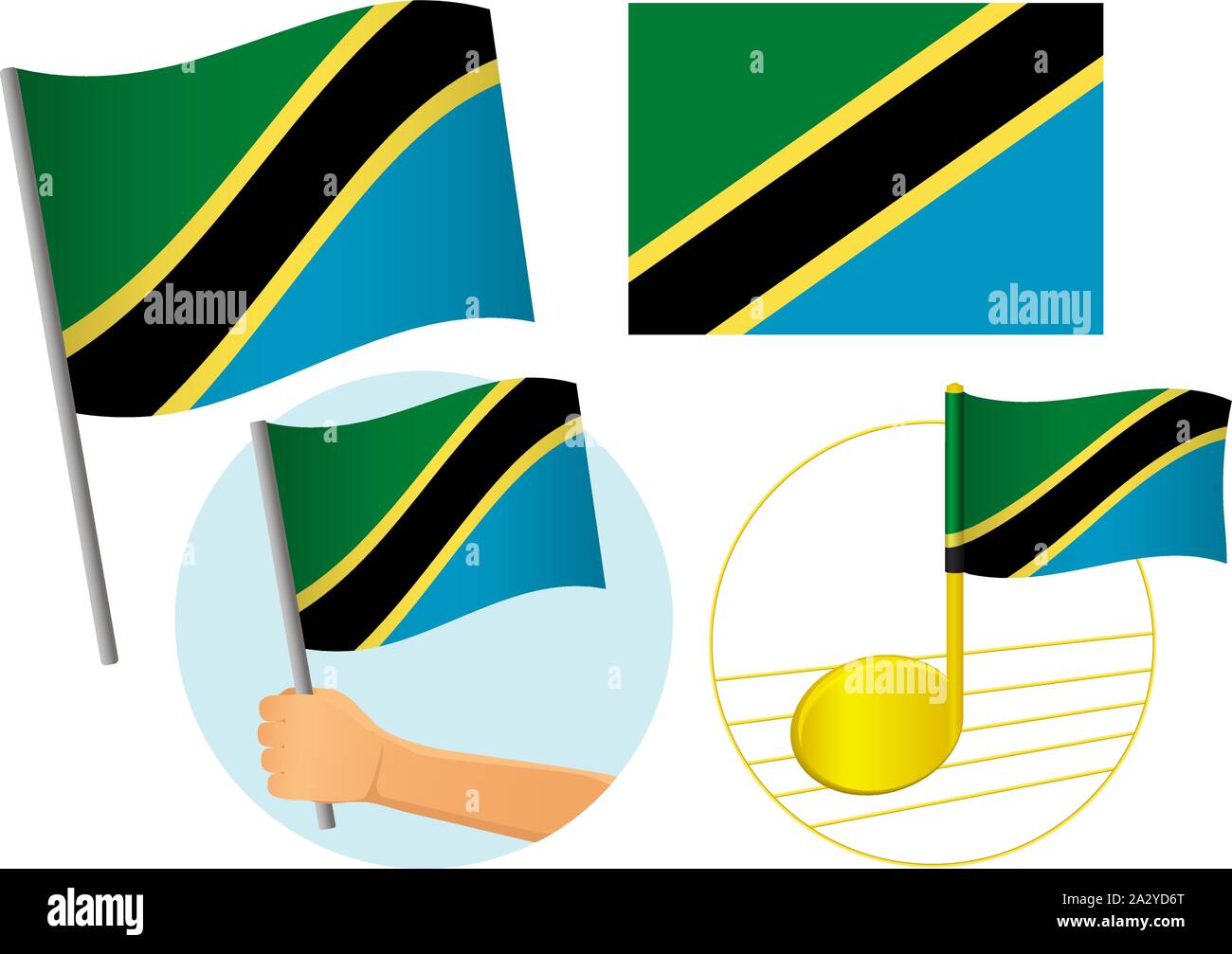 Tanzania flag icon set. National flag of Tanzania vector illustration ...