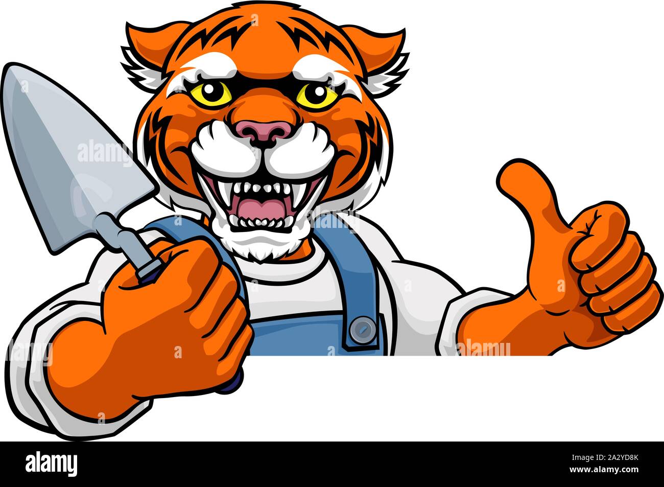 Tiger Bricklayer Builder Holding Trowel Tool Stock Vector